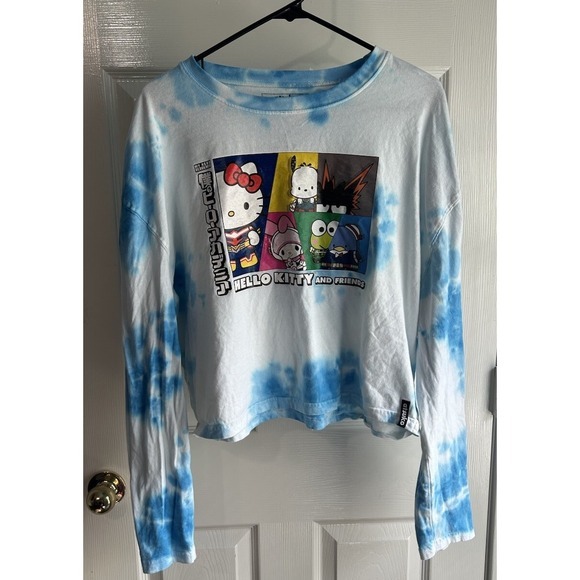 Atsuko Hello Kitty My Hero Academia Men Large Tie Dye Blue Shirt Retro Thrashed — image 2 of 8